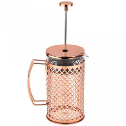 Френч-пресс металлический корпус "Восторг" 800мл, д10см h19см, глянцевый, цвет - розовое золото (медный), колба - термостойкое стекло д9,7см h15,3см, в подарочной коробке (Китай)