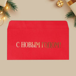 Цена за 5 шт. Подарочный конверт «С Новым годом», тиснение, дизайнерская бумага, 22 х 11 см