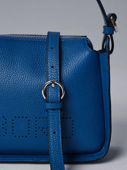 Сумка кожаная на плечо Deboro 30790 синяя гуашь