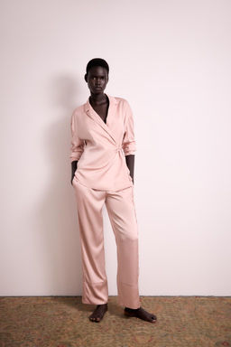 SATIN CROSSOVER PYJAMA SHIRT