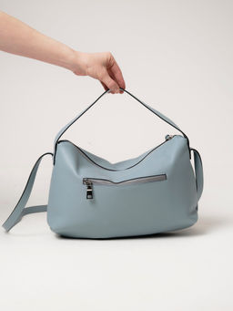 Сумка кожаная на плечо Deboro 30963 серое небо