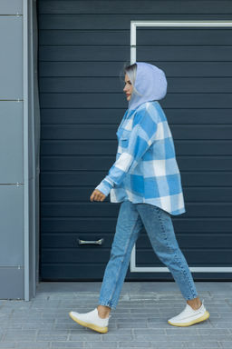 Рубашка женская в клетку с капюшоном РЖКК-01