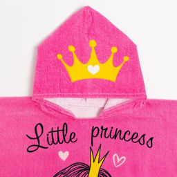 Полотенце - пончо детское LoveLife «Принцесса», махра, 100% хлопок 300 г/м, 60×120 см, ярко - розовое