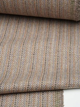 Шерсть пальтово-костюмная Твид Полоска-пунктир цв.бежевый, ш.1.5м, шерсть-30%, п/э-70%, 330гр/м.кв - Купава фото 8