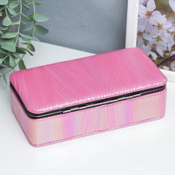 Шкатулка кожзам для украшений Полосы.Текстура. Красная переливы 6х9,8х18,5 см - Simaland фото 12