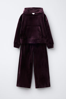 HOODIE AND WIDE-LEG VELOUR TROUSERS SET