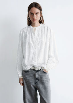 Blusa voluminosa con apliques florales - H&m фото 8
