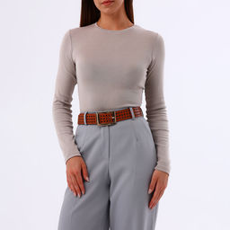 Ремень женский, 110×4 см, пряжка металл, золотистая, рыжий