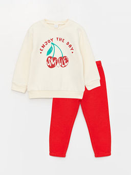 Bisiklet Yaka Uzun Kollu K?z Bebek Sweatshirt ve E?ofman Alt 2li Tak?m