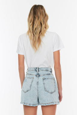Mavi Dugme Detayl? Kruvaze Yuksek Bel Denim Sort Etek TWOSS22SR0448
