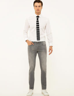 Beyaz Slim Fit Uzun Kollu Basic G_mlek