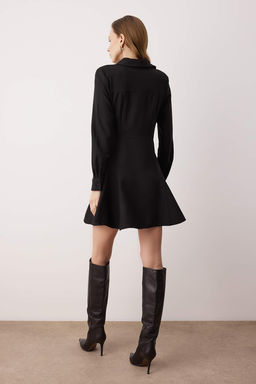 Siyah Mini Dokuma Elbise TWOAW26EL00305