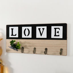 Настенные крючки декоративные Любовь. Эвкалипт с бантиком, дерево, 35.7?16 см