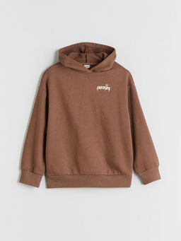 Kap??onlu S?rt Bask?l? K?z ?ocuk Sweatshirt