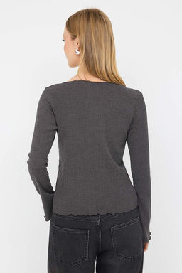 Teen Antrasit Buzgu/Drape Detayl? Dokulu Slim Orme Bluz TWOAW26BZ00027 - Trendyolmilla фото 4