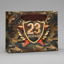 Цена за 2 шт. Пакет подарочный ламинированный, упаковка, С 23 февраля, S 15?12?5.5 см