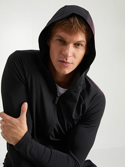 Standart Kal?p Kap??onlu Erkek Fermuarl? Sweatshirt