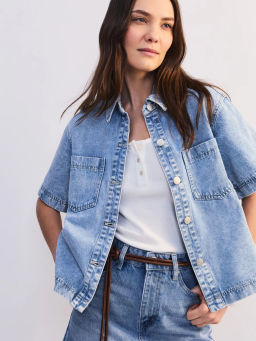 Джинсовая рубашка с коротким рукавом ZR2605092347-101 / Zarina