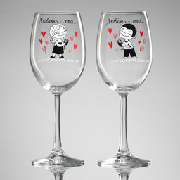Бокалы для вина с надписью Love is..., 2 шт. по 360 мл, 18+ - Дорого внимание фото 2