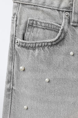 WIDE-LEG FAUX PEARL JEANS - Zara фото 3