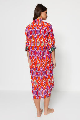 Etnik Desenli Midi Dokuma %100 Pamuklu Plaj Kimono&Kaftan TBESS20KM0017 - Trendyolmilla фото 5