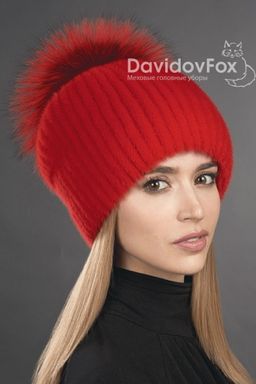 Шапка Буратино норка алая