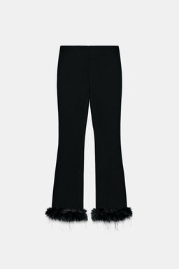 FLARE TROUSERS WITH FAUX FUR HEM