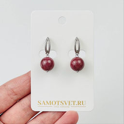 Серьги из Родонита