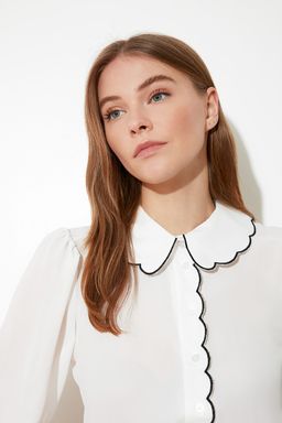 TRENDYOLMILLA Beyaz Nak?s Detayl? Regular Normal Kal?p Dokuma Gomlek TWOAW21GO0302 фото 10