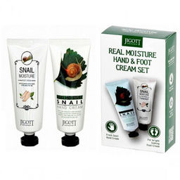 Jigott Real Moisture Hand&Foot Cream Set, 100ml*2ea - Набор кремов для рук и ног с экстрактом слизи улитки