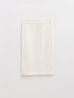 CONTE Юбка прямого кроя из футера с разрезом LU 2592 off-white - Conte elegant фото 4