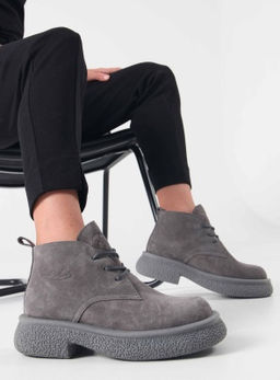 Ботинки EDART 308.агата gr. серый замок замша б / Байка