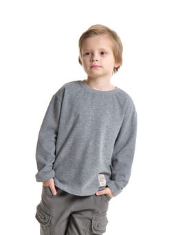 Толстовка для мальчика с шевроном 22-1124 темно-серый меланж - Mini maxi фото 4
