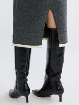 Beli Lastikli Y?rtma?l? Triko Kalem Etek