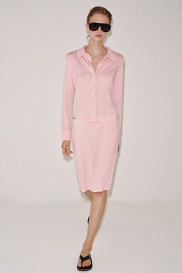 CAMISA FLUIDA MANGA LARGA / Rosa