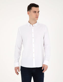Beyaz Slim Fit Uzun Kollu G_mlek