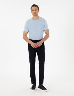 Lacivert Slim Esnek Jogger Fit Kanvas Pantolon