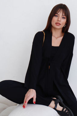 9192 Костюм из кимоно и брюк-палаццо чёрный - Martichelli фото 17