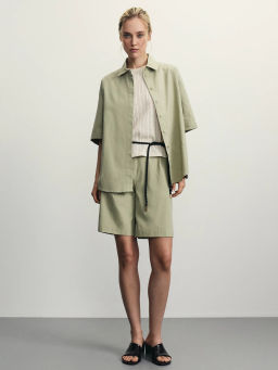 Рубашка прямого кроя из хлопка / Zarina  фото 2