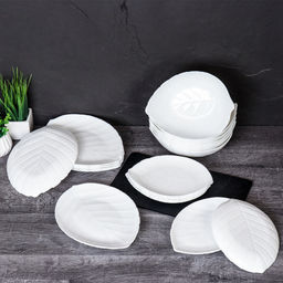 Цена за 1 шт. Столовый набор 18 предметов Лист белый / 18/F-LSHYP75985 (WHITE) /уп 2/ - ГалеонТрейд фото 2