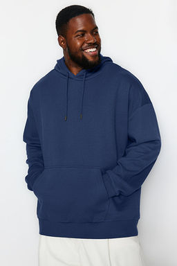 Lacivert B_y_k Beden ap__onlu Oversize/Geni_ Kesim __i Polar/S_cak Tutan Sweatshirt TMNAW24AO00013