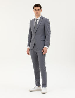 Koyu Mavi Ex. Slim Fit _izgili Tak_m Elbise