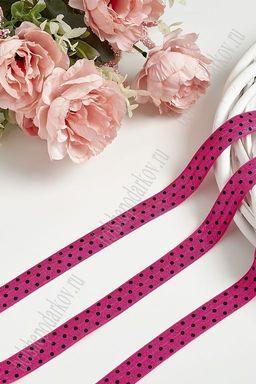 Тесьма эластичная 1,5 см*10 м "Горох" (SF-368-17) фукси