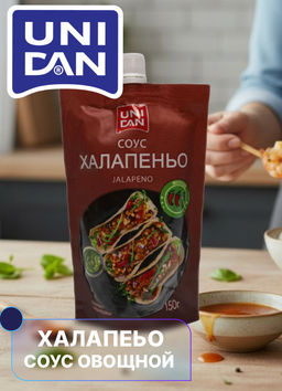 Соус овощной для вторых блюд "Халапеньо" UNI DAN 150г дой-пак