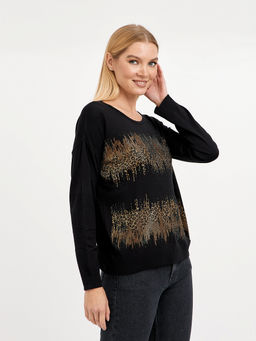 джемпер женский черный со стразами - Glenfield фото 5