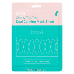 Успокаивающая маска двойного действия с центеллой и чайным деревом Cica Tea Tree Dual Calming Mask Sheet DR.F5, Корея, 23 г Акция