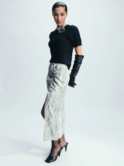 Юбка миди со сборкой и цветами / Zarina