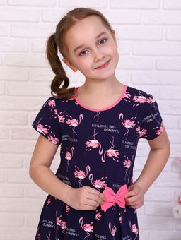 Платье Розовый Фламинго кор. рукав