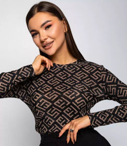 Лонгслив #КТ5930-8, чёрный,бежевый - Dommod фото 7