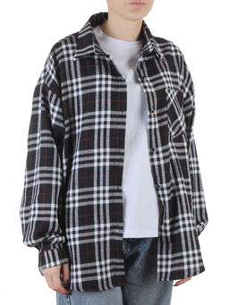 C503 BLACK/WHITE Рубашка женская оверсайз (95% хлопок, 5% спандекс)